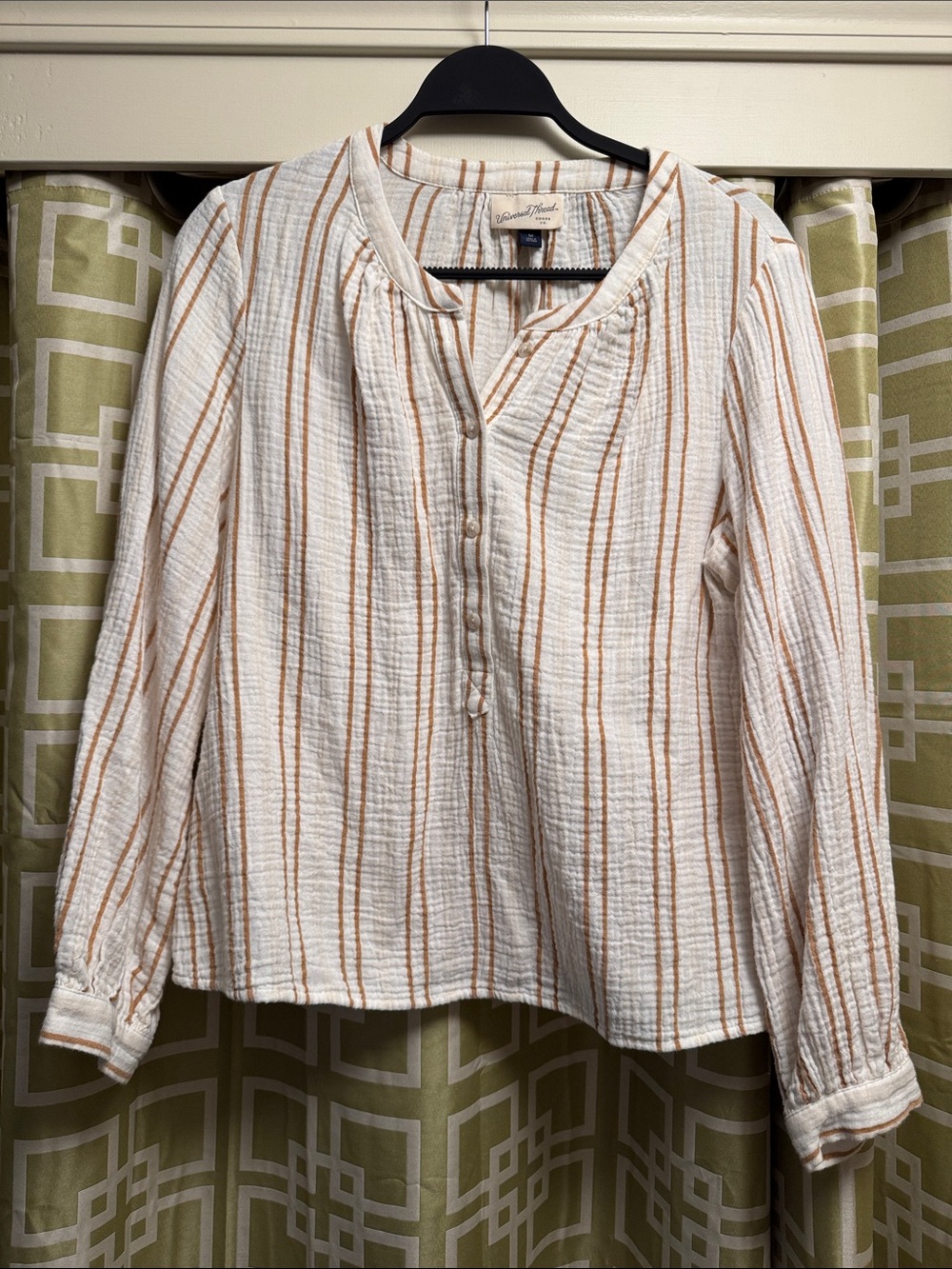 Universal Thread Cream Top with Tan Stripes